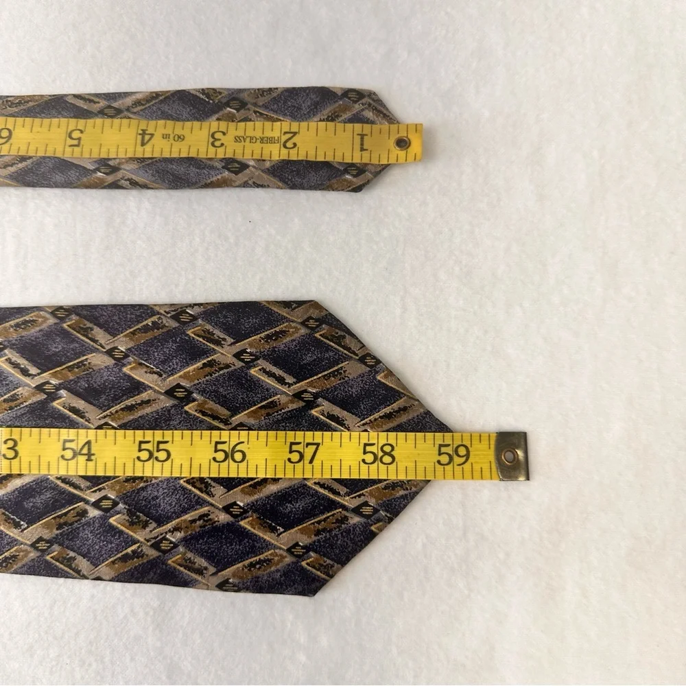 Fierte S.r.l Men's Vintage Tie Grey Multicolor Geometric Silk Handmade Necktie - Picture 9 of 9